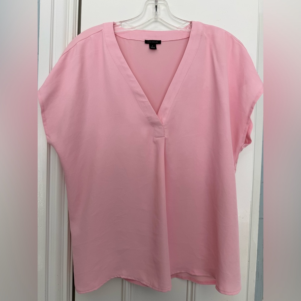 Ann Taylor Soft Pink V-Neck Blouse Chic, Polished & Perfect for Work or Weekend